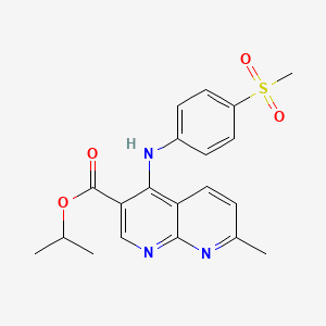 molecular formula C20H21N3O4S B2491184 Propan-2-yl 4-[(4-methanesulfonylphenyl)amino]-7-methyl-1,8-naphthyridine-3-carboxylate CAS No. 1251693-09-0