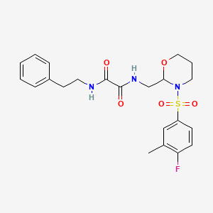 N1-((3-((4-fluoro-3-methylphenyl)sulfonyl)-1,3-oxazinan-2-yl)methyl)-N2-phenethyloxalamide