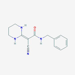 molecular formula C14H16N4O B2491189 N-benzyl-2-cyano-2-(1,3-diazinan-2-ylidene)acetamide CAS No. 1798707-13-7