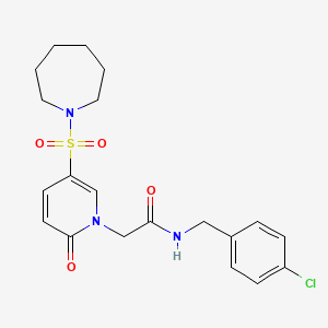 molecular formula C20H24ClN3O4S B2491190 2-[5-(azepan-1-ylsulfonyl)-2-oxopyridin-1(2H)-yl]-N-(4-chlorobenzyl)acetamide CAS No. 1358472-41-9