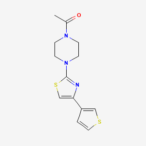 molecular formula C13H15N3OS2 B2491193 1-(4-(4-(Thiophen-3-yl)thiazol-2-yl)piperazin-1-yl)ethanone CAS No. 1448133-21-8