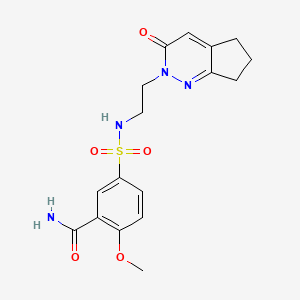 molecular formula C17H20N4O5S B2491194 2-methoxy-5-(N-(2-(3-oxo-3,5,6,7-tetrahydro-2H-cyclopenta[c]pyridazin-2-yl)ethyl)sulfamoyl)benzamide CAS No. 2034389-41-6