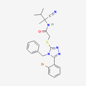 2-[[4-benzyl-5-(2-bromophenyl)-1,2,4-triazol-3-yl]sulfanyl]-N-(2-cyano-3-methylbutan-2-yl)acetamide