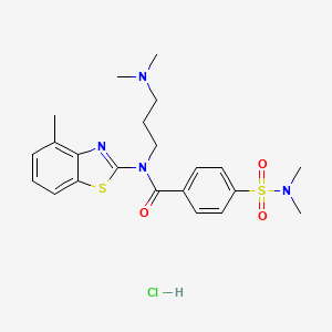 molecular formula C22H29ClN4O3S2 B2491203 N-(3-(dimethylamino)propyl)-4-(N,N-dimethylsulfamoyl)-N-(4-methylbenzo[d]thiazol-2-yl)benzamide hydrochloride CAS No. 1216894-64-2