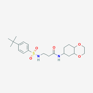 molecular formula C21H32N2O5S B2491204 3-(4-(叔丁基)苯基磺酰氨基)-N-(八氢苯并[b][1,4]二噁杂环-6-基)丙酰胺 CAS No. 1902900-87-1