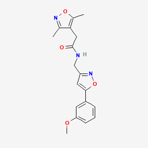 molecular formula C18H19N3O4 B2491206 2-(3,5-dimethylisoxazol-4-yl)-N-((5-(3-methoxyphenyl)isoxazol-3-yl)methyl)acetamide CAS No. 1211098-79-1