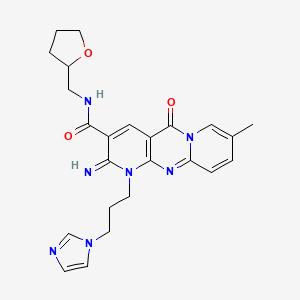 1-(3-(1H-imidazol-1-yl)propyl)-2-imino-8-methyl-5-oxo-N-((tetrahydrofuran-2-yl)methyl)-2,5-dihydro-1H-dipyrido[1,2-a:2',3'-d]pyrimidine-3-carboxamide