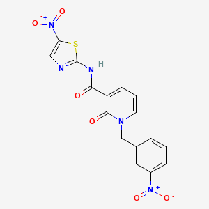 molecular formula C16H11N5O6S B2491212 1-(3-nitrobenzyl)-N-(5-nitrothiazol-2-yl)-2-oxo-1,2-dihydropyridine-3-carboxamide CAS No. 941904-32-1