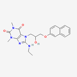 molecular formula C22H25N5O4 B2491226 8-(ethylamino)-7-(2-hydroxy-3-(naphthalen-2-yloxy)propyl)-1,3-dimethyl-1H-purine-2,6(3H,7H)-dione CAS No. 1105197-11-2