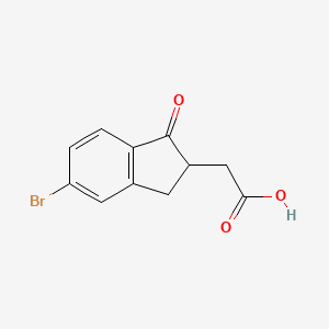 molecular formula C11H9BrO3 B2491235 2-(6-Bromo-3-oxo-1,2-dihydroinden-2-yl)acetic acid CAS No. 69099-73-6