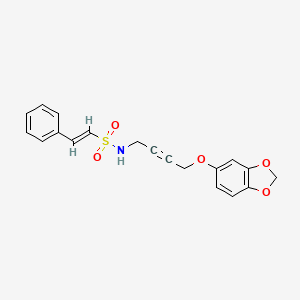 molecular formula C19H17NO5S B2491237 (E)-N-(4-(苯并[d][1,3]二噁烷-5-氧基)丁-2-炔-1-基)-2-苯乙烯磺酰胺 CAS No. 1798418-09-3