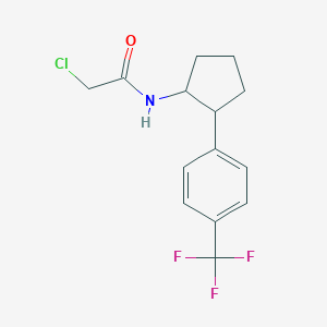 molecular formula C14H15ClF3NO B2491245 2-Chloro-N-[2-[4-(trifluoromethyl)phenyl]cyclopentyl]acetamide CAS No. 2411310-19-3