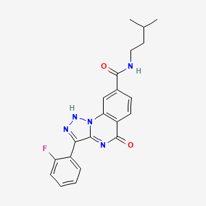 molecular formula C21H20FN5O2 B2491262 3-(2-fluorophenyl)-N-isopentyl-5-oxo-4,5-dihydro-[1,2,3]triazolo[1,5-a]quinazoline-8-carboxamide CAS No. 1031595-07-9
