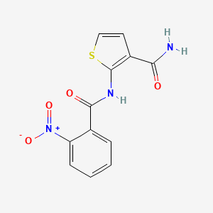 molecular formula C12H9N3O4S B2491274 2-(2-硝基苯甲酰氨基)噻吩-3-甲酰胺 CAS No. 864941-01-5