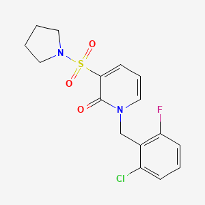 molecular formula C16H16ClFN2O3S B2491276 1-(2-chloro-6-fluorobenzyl)-3-(pyrrolidin-1-ylsulfonyl)pyridin-2(1H)-one CAS No. 1251629-31-8