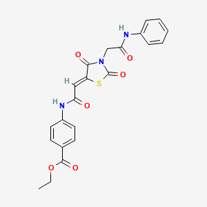 (Z)-ethyl 4-(2-(2,4-dioxo-3-(2-oxo-2-(phenylamino)ethyl)thiazolidin-5-ylidene)acetamido)benzoate