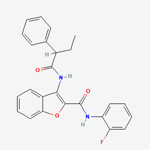 molecular formula C25H21FN2O3 B2491284 N-(2-fluorophenyl)-3-(2-phenylbutanamido)benzofuran-2-carboxamide CAS No. 887877-80-7