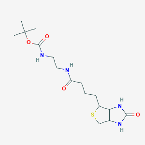 molecular formula C16H28N4O4S B2491286 tert-Butyl N-[2-(4-{2-oxo-hexahydrothieno[3,4-d]imidazolidin-4-yl}butanamido)ethyl]carbamate CAS No. 1820603-73-3