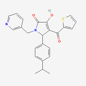 molecular formula C24H22N2O3S B2491290 3-hydroxy-5-(4-isopropylphenyl)-1-(pyridin-3-ylmethyl)-4-(thiophene-2-carbonyl)-1H-pyrrol-2(5H)-one CAS No. 370576-24-2