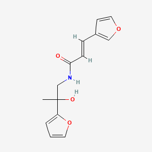 molecular formula C14H15NO4 B2491299 (E)-N-(2-(furan-2-yl)-2-hydroxypropyl)-3-(furan-3-yl)acrylamide CAS No. 1798975-22-0