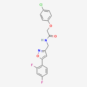 molecular formula C18H13ClF2N2O3 B2491305 2-(4-chlorophenoxy)-N-((5-(2,4-difluorophenyl)isoxazol-3-yl)methyl)acetamide CAS No. 1105203-67-5