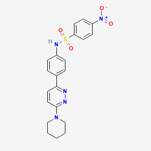 molecular formula C21H21N5O4S B2491309 4-硝基-N-(4-(6-(哌啶-1-基)吡啶并[3-yl]苯基)苯磺酰胺 CAS No. 898422-18-9