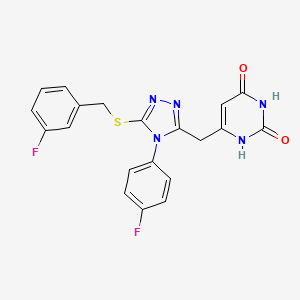 molecular formula C20H15F2N5O2S B2491312 6-((5-((3-fluorobenzyl)thio)-4-(4-fluorophenyl)-4H-1,2,4-triazol-3-yl)methyl)pyrimidine-2,4(1H,3H)-dione CAS No. 852154-38-2