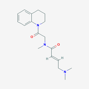 molecular formula C18H25N3O2 B2491321 (E)-N-[2-(3,4-Dihydro-2H-quinolin-1-yl)-2-oxoethyl]-4-(dimethylamino)-N-methylbut-2-enamide CAS No. 2411333-63-4