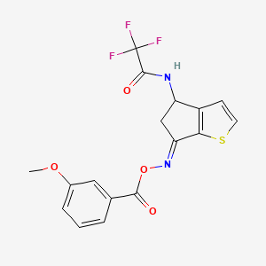 molecular formula C17H13F3N2O4S B2491322 [(E)-[4-[(2,2,2-三氟乙酰)氨基]-4,5-二氢环戊[b]噻吩-6-亚甲基]氨基] 3-甲氧基苯甲酸酯 CAS No. 866019-31-0