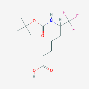 molecular formula C12H20F3NO4 B2491326 7,7,7-Trifluoro-6-[(2-methylpropan-2-yl)oxycarbonylamino]heptanoic acid CAS No. 2287271-96-7