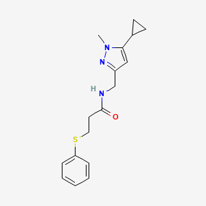 molecular formula C17H21N3OS B2491338 N-((5-环丙基-1-甲基-1H-吡唑-3-基)甲基)-3-(苯基硫基)丙酰胺 CAS No. 1448124-04-6