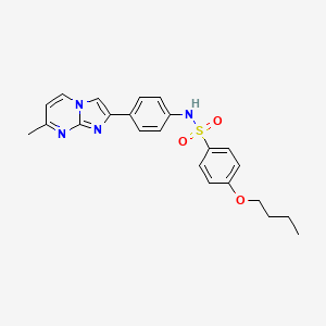 molecular formula C23H24N4O3S B2491340 4-丁氧基-N-(4-(7-甲基咪唑并[1,2-a]嘧啶-2-基)苯基)苯磺酰胺 CAS No. 923244-89-7