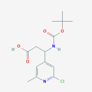 molecular formula C14H19ClN2O4 B2491342 3-{[(Tert-butoxy)carbonyl]amino}-3-(2-chloro-6-methylpyridin-4-yl)propanoic acid CAS No. 1803601-67-3