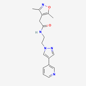 molecular formula C17H19N5O2 B2491354 2-(3,5-dimethyl-1,2-oxazol-4-yl)-N-{2-[4-(pyridin-3-yl)-1H-pyrazol-1-yl]ethyl}acetamide CAS No. 2097926-46-8