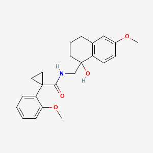 molecular formula C23H27NO4 B2491359 N-((1-hydroxy-6-methoxy-1,2,3,4-tetrahydronaphthalen-1-yl)methyl)-1-(2-methoxyphenyl)cyclopropanecarboxamide CAS No. 1903597-00-1