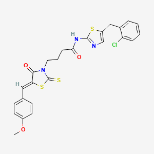 (Z)-N-(5-(2-chlorobenzyl)thiazol-2-yl)-4-(5-(4-methoxybenzylidene)-4-oxo-2-thioxothiazolidin-3-yl)butanamide