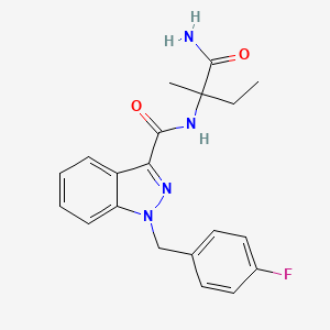 molecular formula C20H21FN4O2 B2491366 N-(1-氨基-2-甲基-1-氧代丁烷-2-基)-1-(4-氟苄基)-1H-吲唑-3-甲酰胺 CAS No. 2365471-64-1