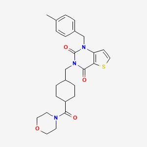 molecular formula C26H31N3O4S B2491378 1-(4-methylbenzyl)-3-((4-(morpholine-4-carbonyl)cyclohexyl)methyl)thieno[3,2-d]pyrimidine-2,4(1H,3H)-dione CAS No. 932554-71-7