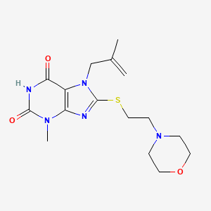 molecular formula C16H23N5O3S B2491387 3-methyl-7-(2-methylallyl)-8-((2-morpholinoethyl)thio)-1H-purine-2,6(3H,7H)-dione CAS No. 442864-79-1