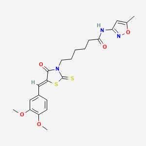 6-[(5Z)-5-[(3,4-dimethoxyphenyl)methylidene]-4-oxo-2-sulfanylidene-1,3-thiazolidin-3-yl]-N-(5-methyl-1,2-oxazol-3-yl)hexanamide