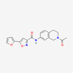 molecular formula C19H17N3O4 B2491390 N-(2-acetyl-1,2,3,4-tetrahydroisoquinolin-7-yl)-5-(furan-2-yl)isoxazole-3-carboxamide CAS No. 1251710-34-5