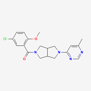 molecular formula C19H21ClN4O2 B2491394 (5-Chloro-2-methoxyphenyl)-[2-(6-methylpyrimidin-4-yl)-1,3,3a,4,6,6a-hexahydropyrrolo[3,4-c]pyrrol-5-yl]methanone CAS No. 2380081-29-6