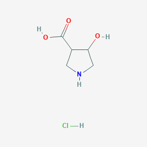 molecular formula C5H10ClNO3 B2491398 4-Hydroxypyrrolidine-3-carboxylic acid hydrochloride CAS No. 1785391-41-4