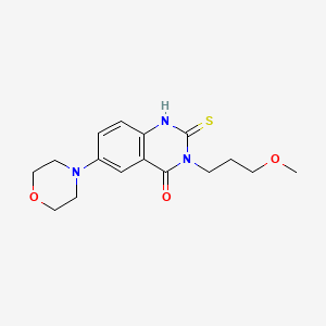 molecular formula C16H21N3O3S B2491403 3-(3-methoxypropyl)-6-(morpholin-4-yl)-2-sulfanylidene-1,2,3,4-tetrahydroquinazolin-4-one CAS No. 689767-35-9