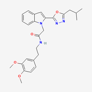 molecular formula C26H30N4O4 B2491408 N-(3,4-dimethoxyphenethyl)-2-(2-(5-isobutyl-1,3,4-oxadiazol-2-yl)-1H-indol-1-yl)acetamide CAS No. 955545-02-5