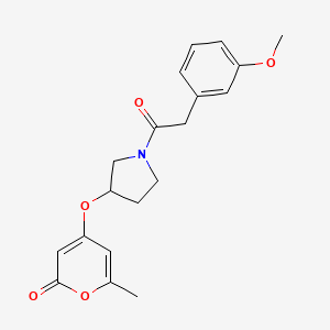 molecular formula C19H21NO5 B2491413 4-((1-(2-(3-methoxyphenyl)acetyl)pyrrolidin-3-yl)oxy)-6-methyl-2H-pyran-2-one CAS No. 1705249-09-7
