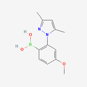 molecular formula C12H16BClN2O3 B2491417 [2-(3,5-dimethyl-1H-pyrazol-1-yl)-4-methoxyphenyl]boronic acid CAS No. 1287753-37-0
