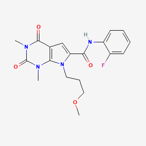 molecular formula C19H21FN4O4 B2491420 N-(2-氟苯基)-7-(3-甲氧基丙基)-1,3-二甲基-2,4-二氧代-2,3,4,7-四氢-1H-嘧啶并[2,3-d]嘧啶-6-甲酰胺 CAS No. 1021133-81-2