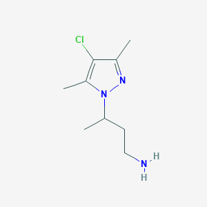 molecular formula C9H16ClN3 B2491427 3-(4-chloro-3,5-dimethyl-1H-pyrazol-1-yl)butan-1-amine CAS No. 1006480-96-1