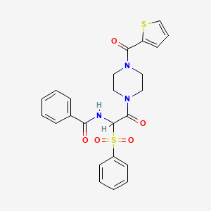 N-[1-(benzenesulfonyl)-2-oxo-2-[4-(thiophene-2-carbonyl)piperazin-1-yl]ethyl]benzamide